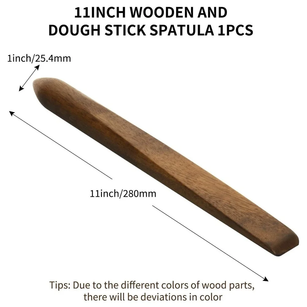 C0016-11 Inch Wooden Dough Stick Spatula Bread Mixing Tool Natural Wood Stirrer
